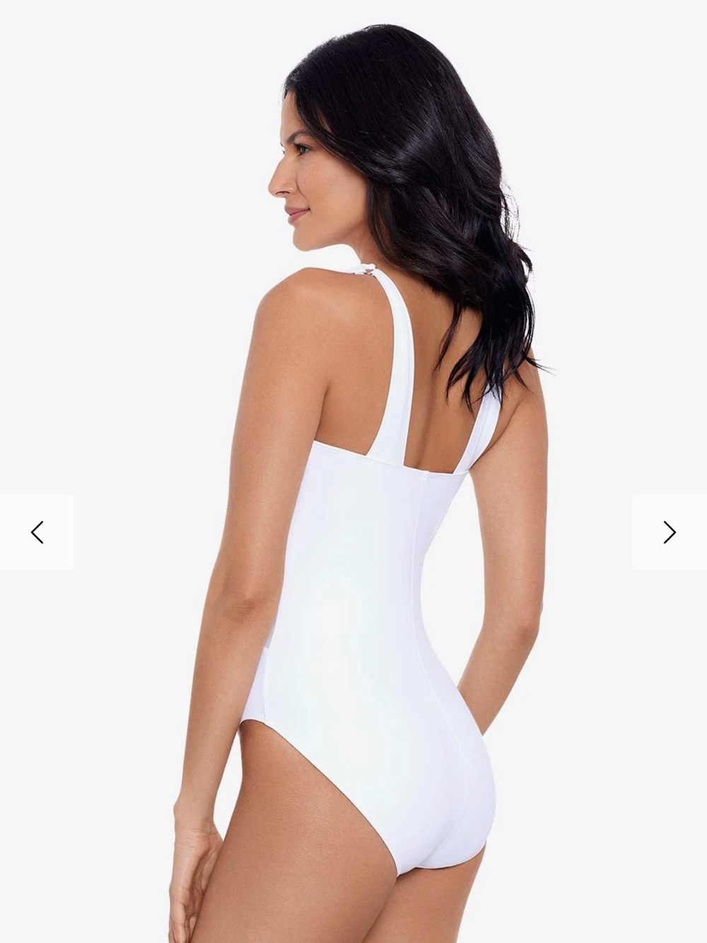 NWT Miraclesuit White One-Shoulder Mesh-Panel One-Piece Swimsuit - Picture 2 of 6